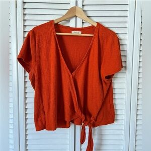 Madewell Orange wrap top